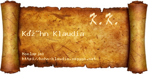 Kóhn Klaudia névjegykártya
